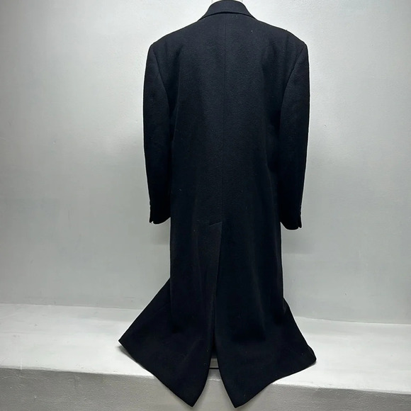 Burberry Trench Coat Cashmere Wool Blend Button Down Navy Blue Vintage Large * - Picture 6 of 14
